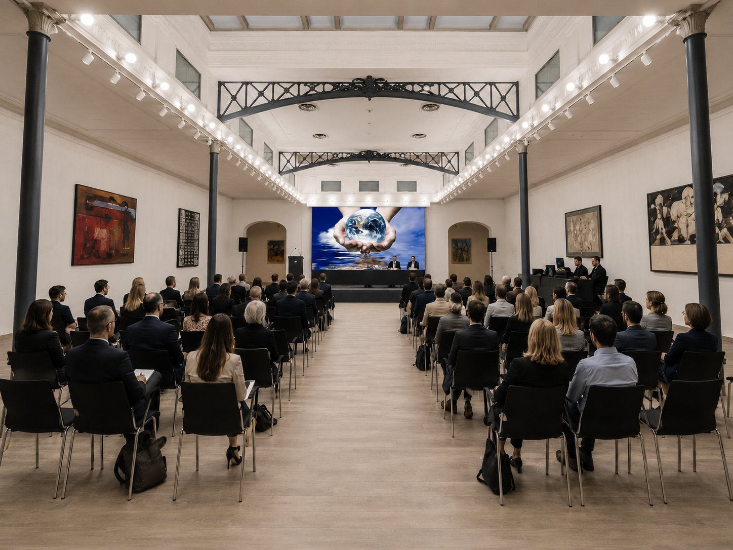 Studio Liberty — la stessa sala durante un convegno, con la platea al completo